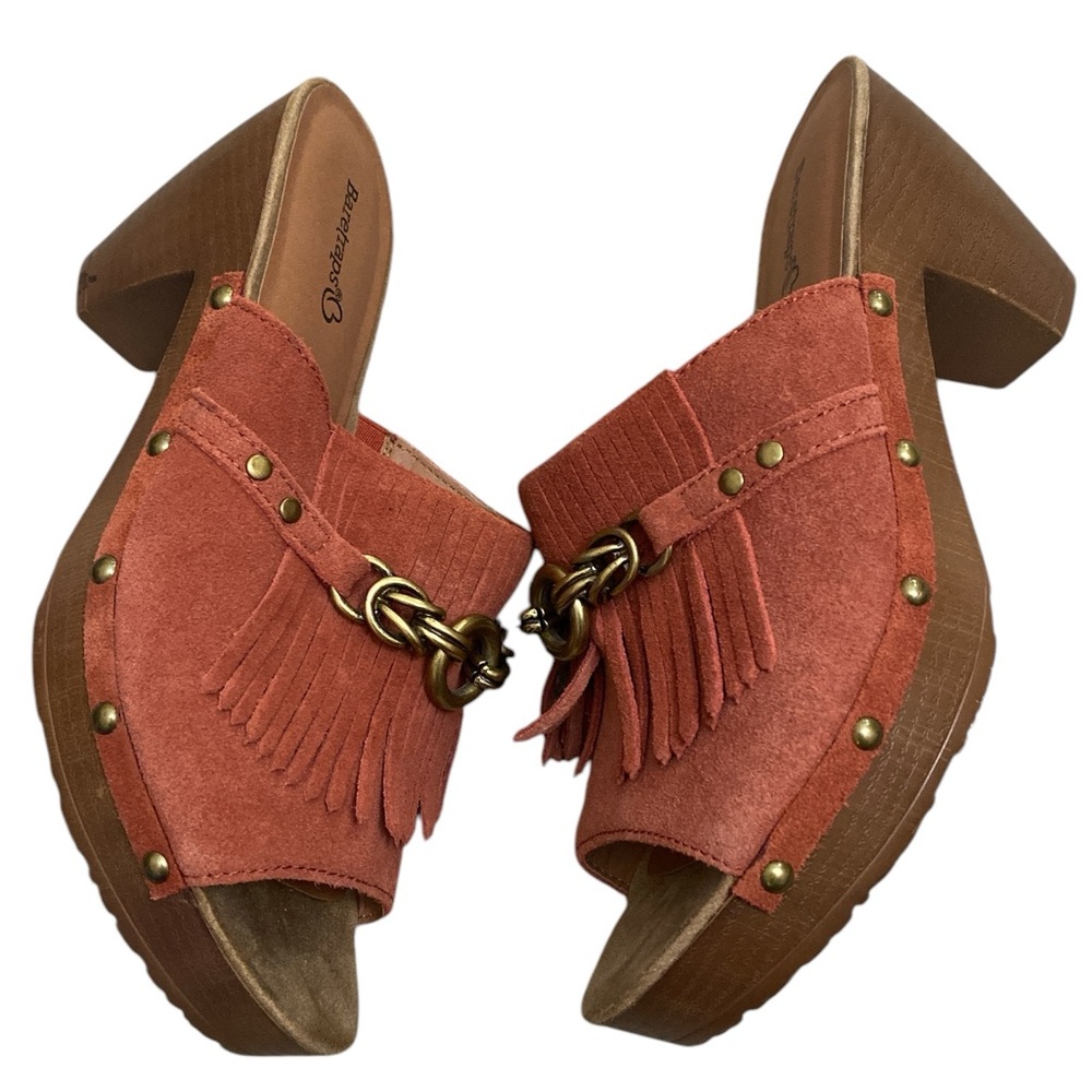 Baretraps Sparrow Rust Boho Festival Suede Fringe Chunky Platform sandals - Picture 3 of 5